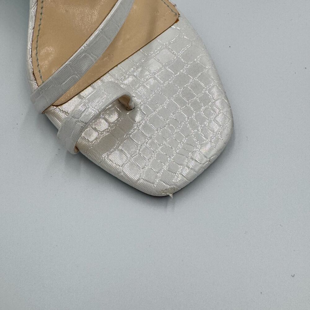 Betsey Johnson Anya Heels 8 White Croc Mule Sandals Bridal Y2K Heels Shoes Y2K - Picture 9 of 16